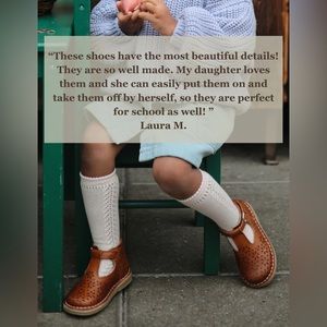 Petit Nord T-Bar Flower Kids Shoes Cognac Size 25 / 9